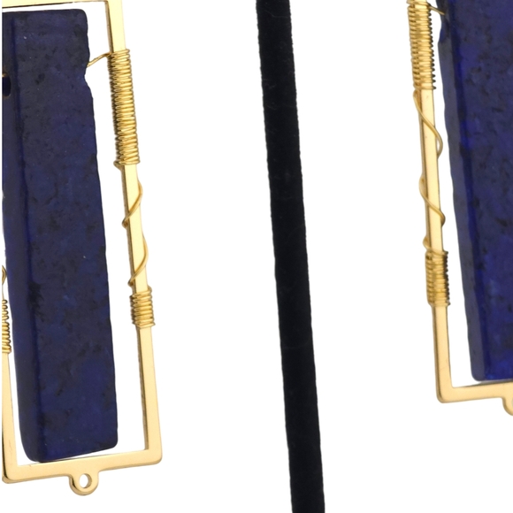 🌌"Midnight Portals"✨2" 22k gold-plated German Wired Lapis Lazuli Earrings🟦 - Picture 7 of 7